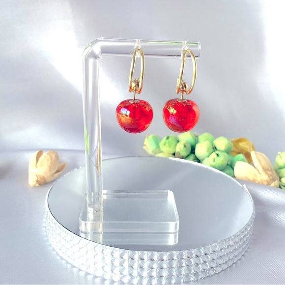 ๐Flush Red Cherry Drop Earrings - Picture 7 of 7